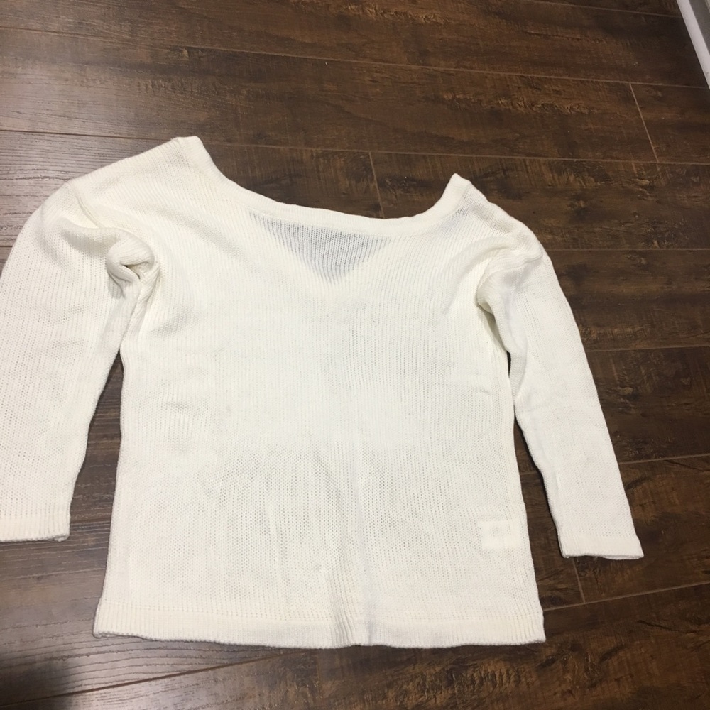 Off the shoulder pure white long sleeve